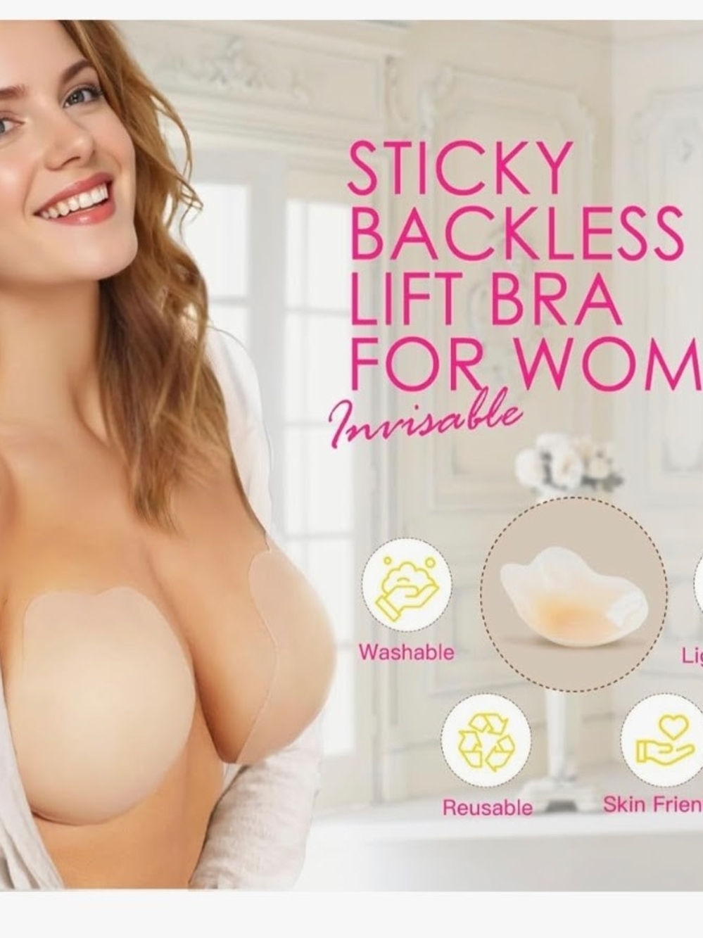 Invisible Sticky Backless Lift Bra - Nude